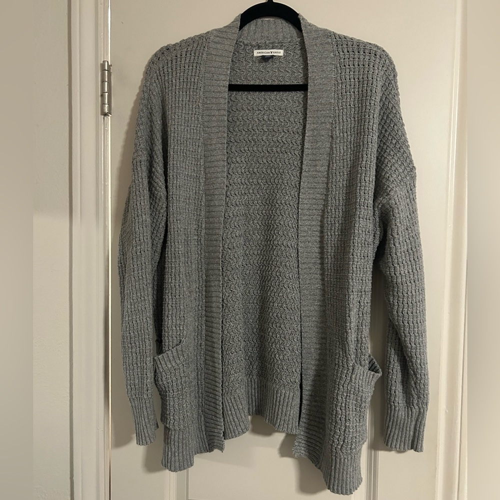 American Eagle Grey Open Knit  Cardigan